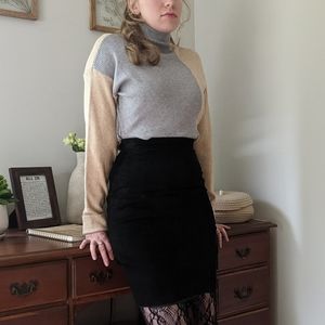 Vintage Black Suede Pencil Skirt